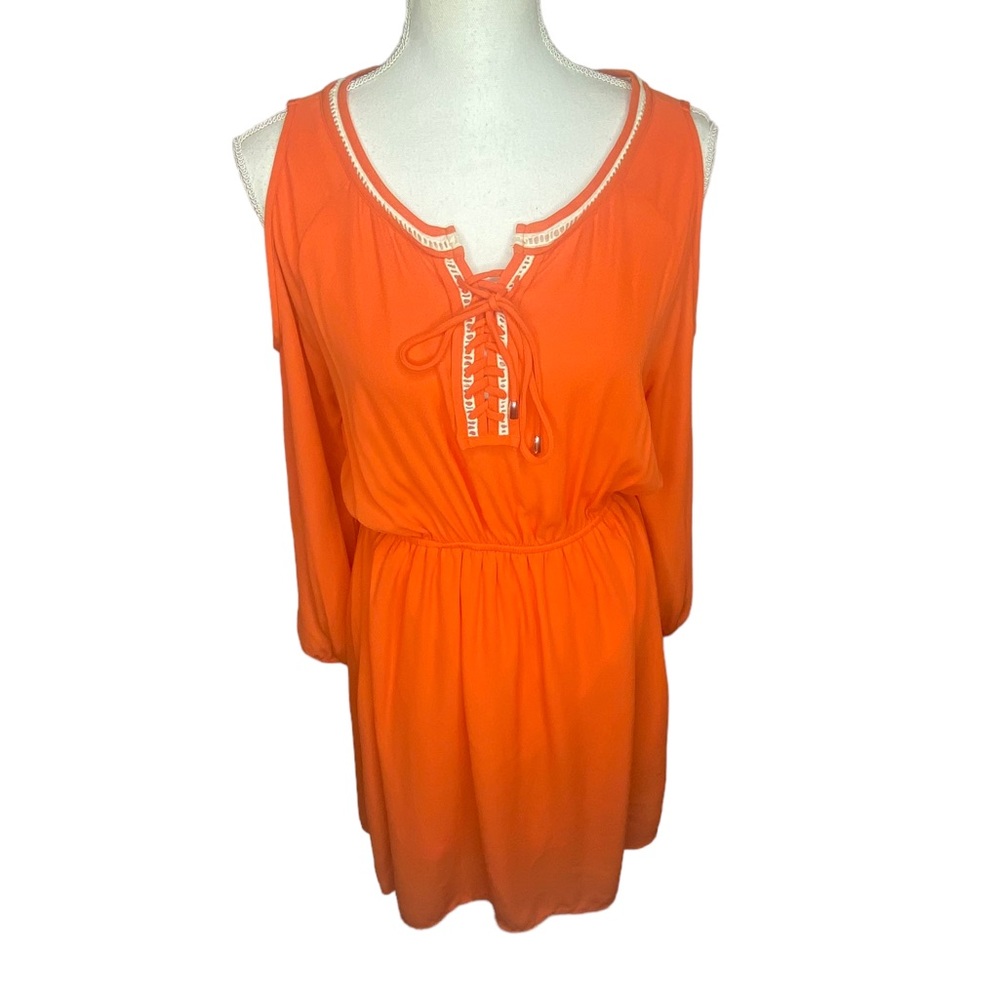 Umgee Orange Cold Shoulder Dress